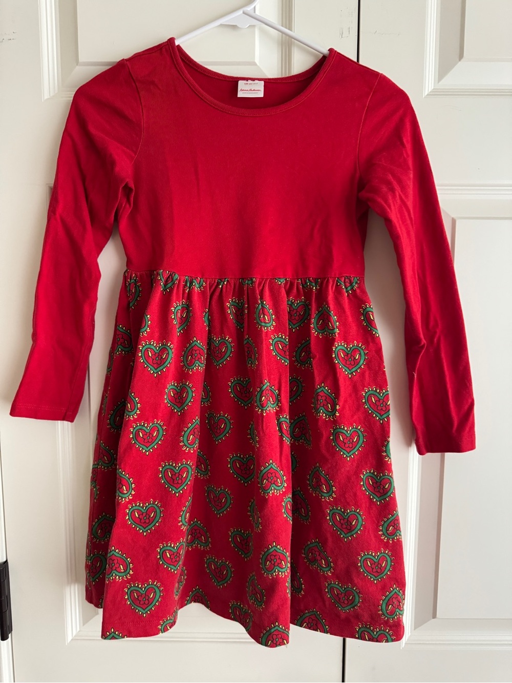 Hanna Andersson Girls Red Heart Print Holiday Dress Size 8 (130 cm) Christmas